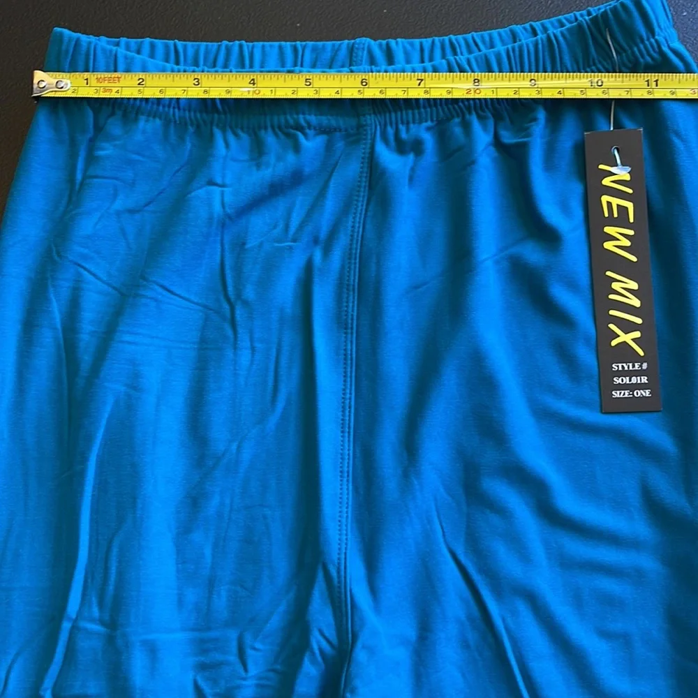 ONE SIZE NEW MIX LEGGINGS. BLUE/GREEN. STRETCH. DOUBLE STITCHED - Picture 4 of 7